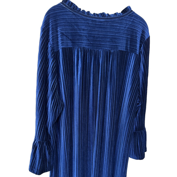 Bob Mackie Wearable Art Blue Ribbed Velvet Robe Size 2X Loungewear Nightgown - Picture 7 of 9